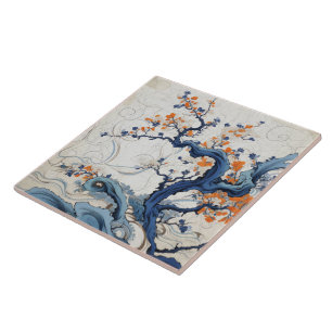 Traditional Japan Kutani Ornamental Art 5 Ceramic Tile