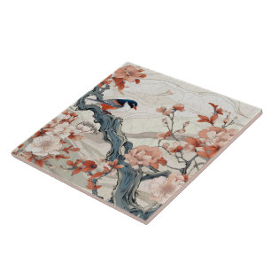 Traditional Japan Kutani Ornamental Art 9 Ceramic Tile