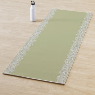 Traditional Japandi Wave Pattern Sage Green Yoga Mat