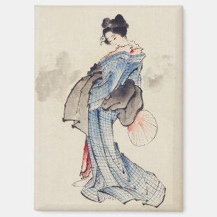 Traditional Japanese Art of Geisha in Kimono Magnet