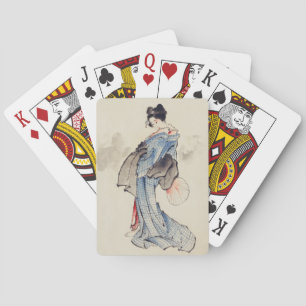 Traditional Japanese Art of Geisha in Kimono Playing Cards