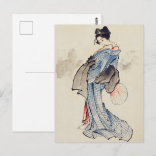 Traditional Japanese Art of Geisha in Kimono Postcard