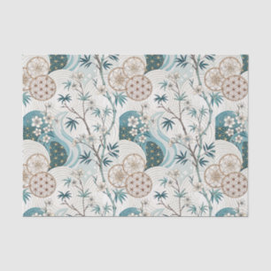 Traditional Japanese Bamboo Blossom Floral Pattern Tissue Paper