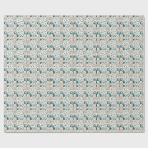 Traditional Japanese Bamboo Blossom Floral Pattern Wrapping Paper