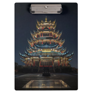 Traditional Japanese Building Lights up Night Sky Clipboard