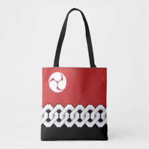 Traditional Japanese Chain and Mitsudomoe Pattern Tote Bag