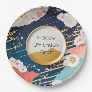 Traditional Japanese Colourful Design Personalised Paper Plate