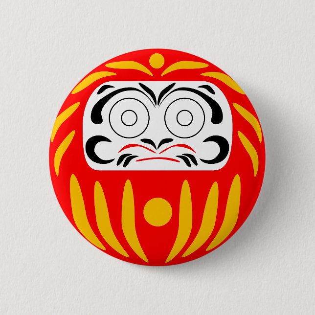 Traditional japanese daruma doll 6 cm round badge (Front)