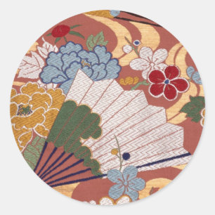 Traditional Japanese fabric design Classic Round Sticker