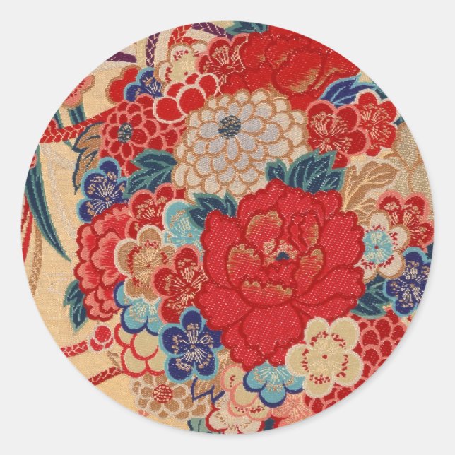Traditional Japanese fabric design Classic Round Sticker (Front)