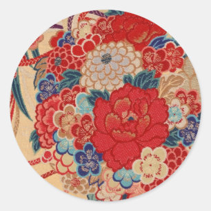 Traditional Japanese fabric design Classic Round Sticker