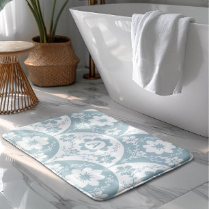 Traditional Japanese Floral Pattern Bath Mat