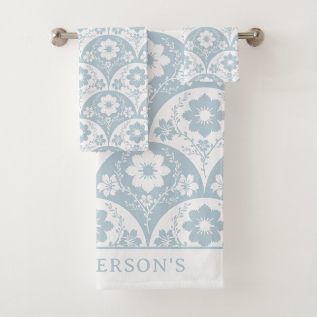 Traditional Japanese Floral Pattern Bath Towel Set (Insitu)