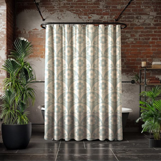 Traditional Japanese Floral Pattern Shower Curtain (Creator Uploaded)