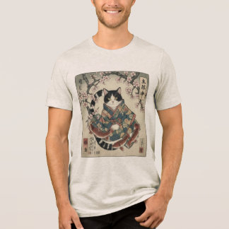 Traditional Japanese Kimono Cat T-Shirt Tri-Blend Shirt