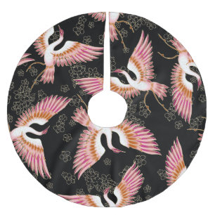 Traditional Japanese Kimono Motifs Pattern Brushed Polyester Tree Skirt