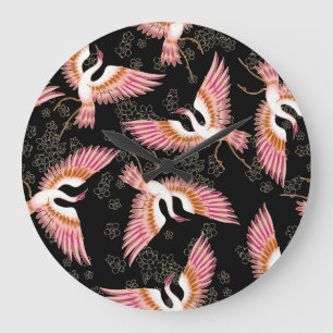 Traditional Japanese Kimono Motifs Pattern Large Clock