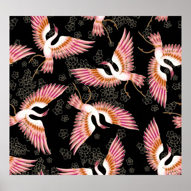 Traditional Japanese Kimono Motifs Pattern Poster (Front)