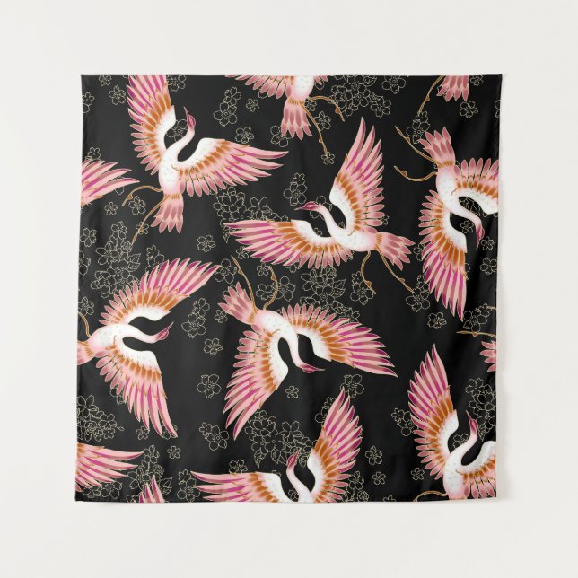 Traditional Japanese Kimono Motifs Pattern Tapestry (Front)