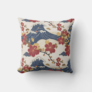 Traditional Japanese Kimono Pattern Cushion