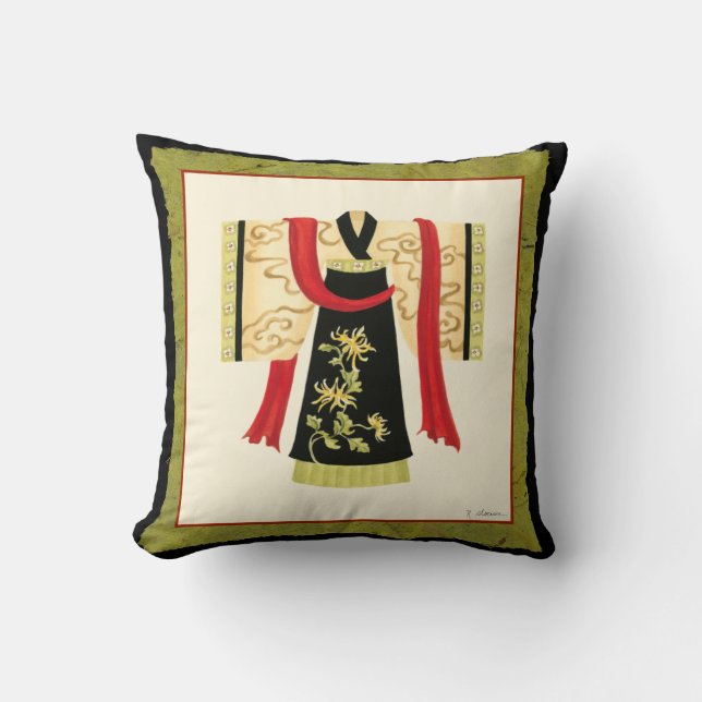 Traditional Japanese Kimono with Floral Print Cushion (Front)
