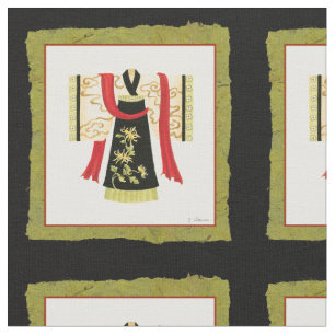 Traditional Japanese Kimono with Floral Print Fabric