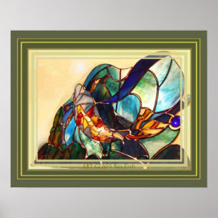 Traditional Japanese Koi Fish Nature Art Poster
