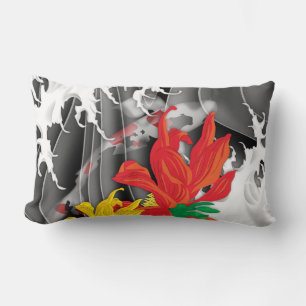 Traditional Japanese Koi under water Lumbar Cushion