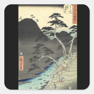 traditional Japanese Mountain Ukiyo-e landscape Square Sticker