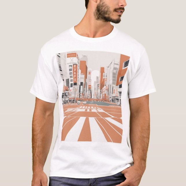 Traditional Japanese Pattern Design Artistic Print T-Shirt (Front)