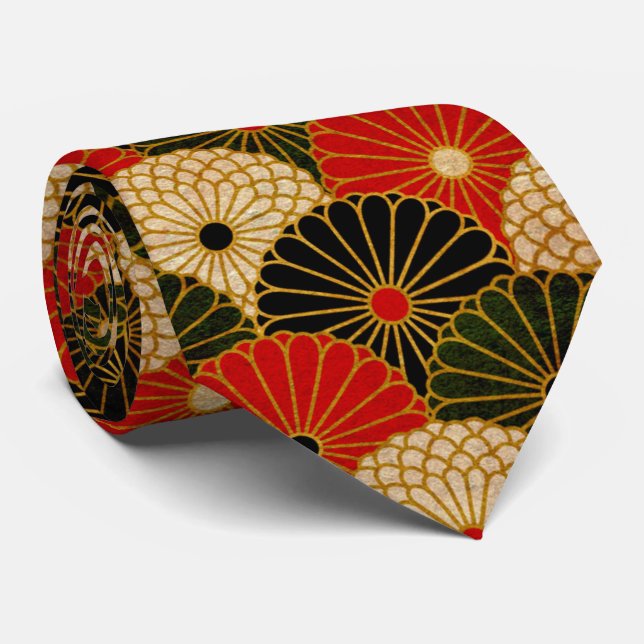 Traditional Japanese pattern mens tie (Rolled)