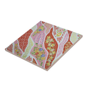 Traditional Japanese Pattern Tiles red colourful