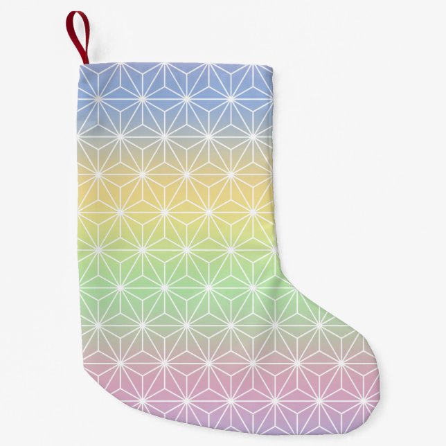 Traditional Japanese Star Pattern Rainbow Hues Small Christmas Stocking (Front)