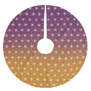 Traditional Japanese Star Pattern Red & Purple Brushed Polyester Tree Skirt