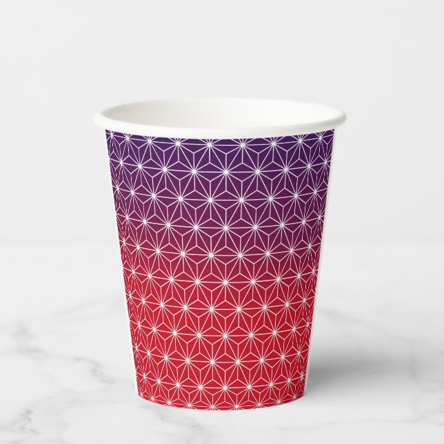 Traditional Japanese Star Pattern Red & Purple Sma Paper Cups (Front)