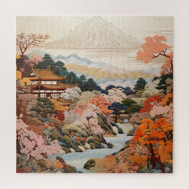 Traditional Japanese Tapestry Art Elegant Design Jigsaw Puzzle (Vertical)
