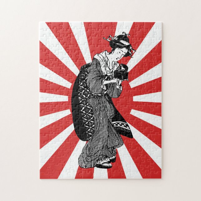 Traditional Japanese ukiyoe woman Jigsaw Puzzle (Vertical)