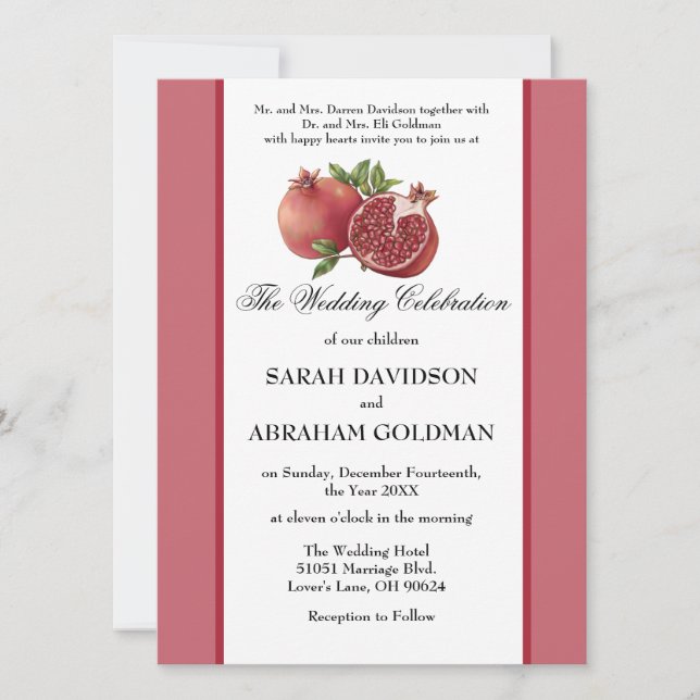 Traditional Jewish Wedding Invitations - Gold (Front)