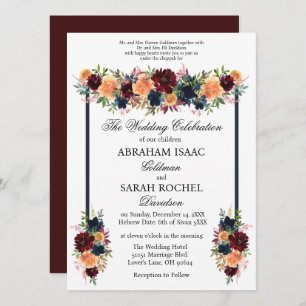 Traditional Jewish Wedding Invitations - Gold Wine