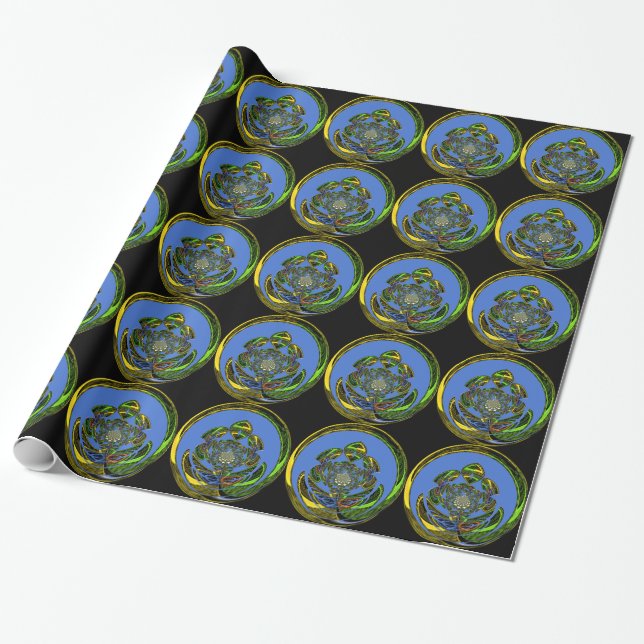 Traditional Just Blue Wrapping Paper (Unrolled)