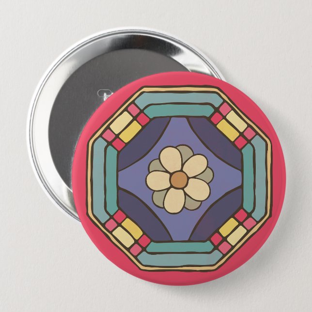 Traditional Korean Pattern  10 Cm Round Badge (Front & Back)