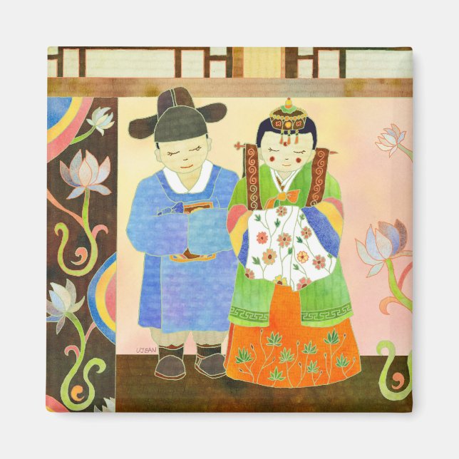 Traditional Korean Wedding: Cute Wedding Gift Magnet (Front)
