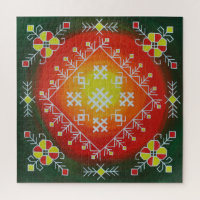 Traditional Latvian folk art with symbols painting
