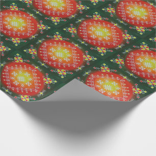 Traditional Latvian folk art with symbols painting Wrapping Paper