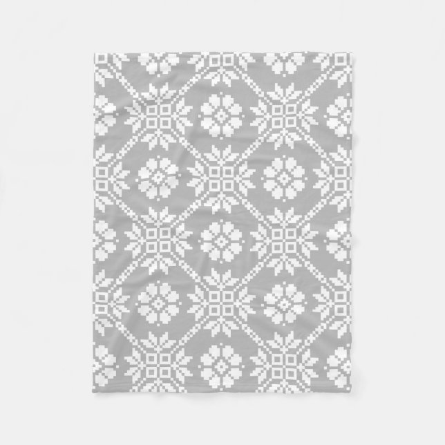 Traditional Latvian grey Sun Auseklis Saulite Fleece Blanket (Front)