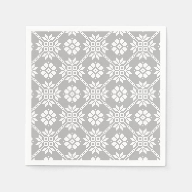 Traditional Latvian grey Sun Auseklis Saulite  Napkin (Front)