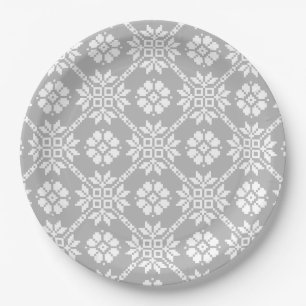 Traditional Latvian grey Sun Auseklis Saulite Paper Plate