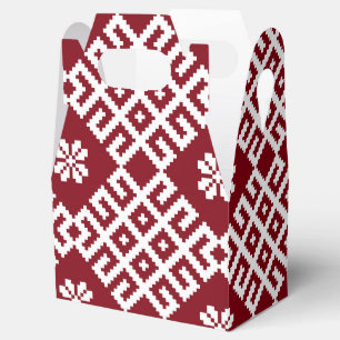 Traditional Latvian Red Design pattern Favour Box