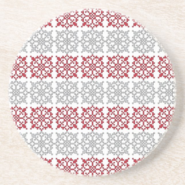 Traditional Latvian SUN sign geometric pattern I Coaster (Front)