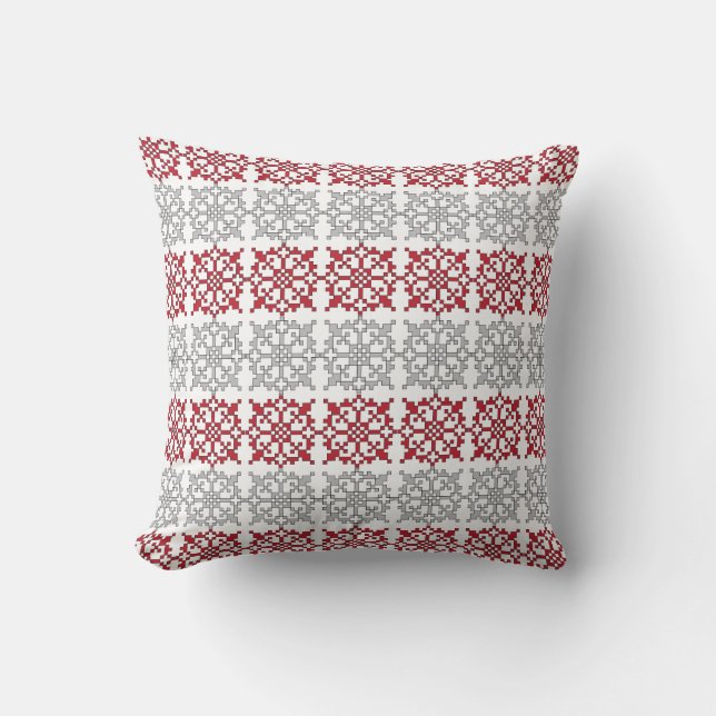 Traditional Latvian SUN sign geometric pattern I Cushion (Front)